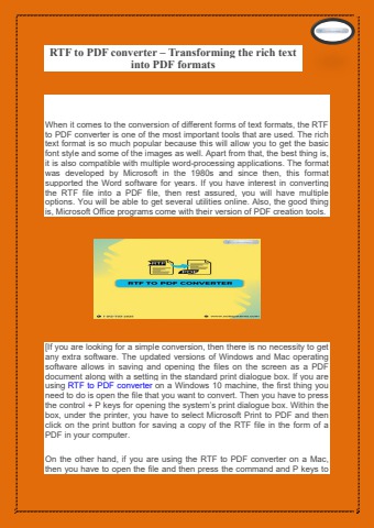 RTF to PDF converter – Transforming the rich text into PDF formats