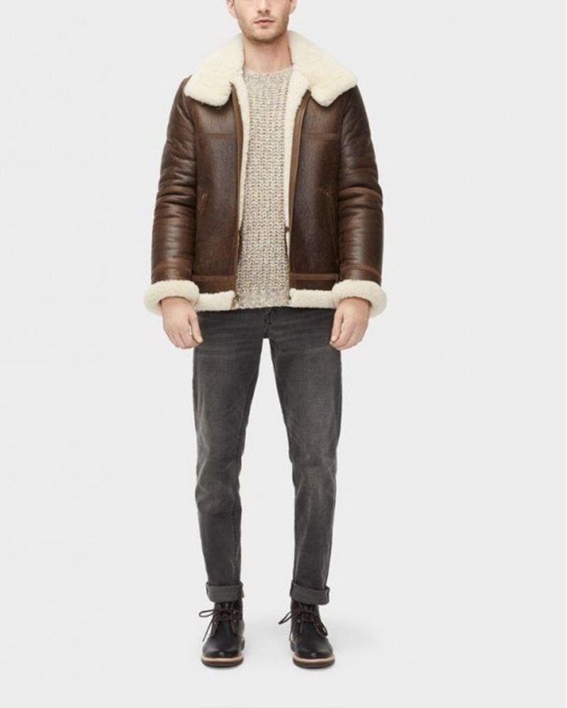 Shop Aviator Shearling Brown Leather Jacket - Torse Jacket