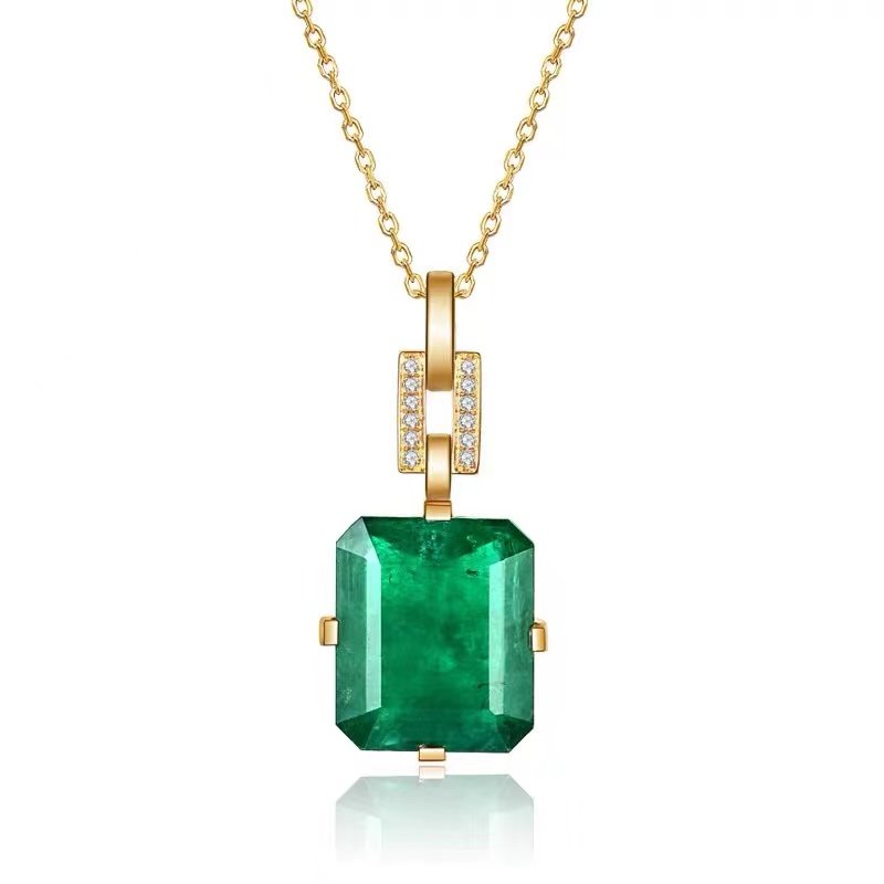 18k gold emerald pendant - Romanfeel