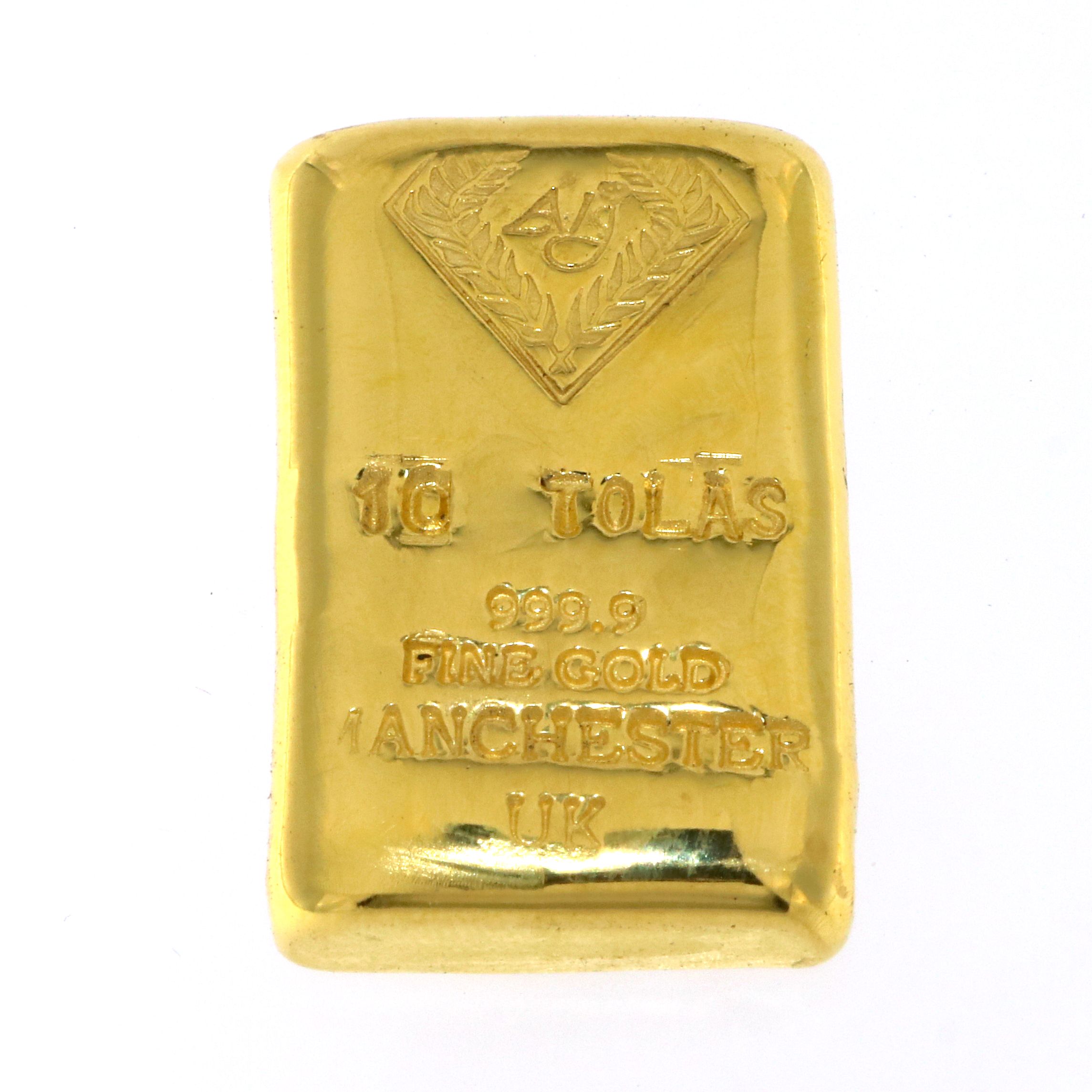 10 Tolas A1J 999.9 Fine Gold Bar Casted - Bullion & Storage